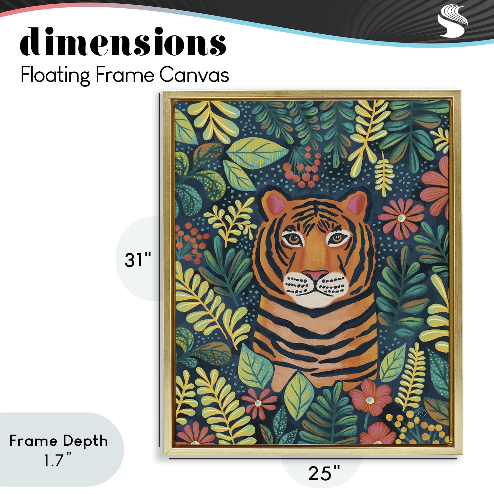 Stupell Industries Exotic Leaf Pattern Tiger Gold Framed Floater Canvas Wall Art, design by Lisa R Dumm