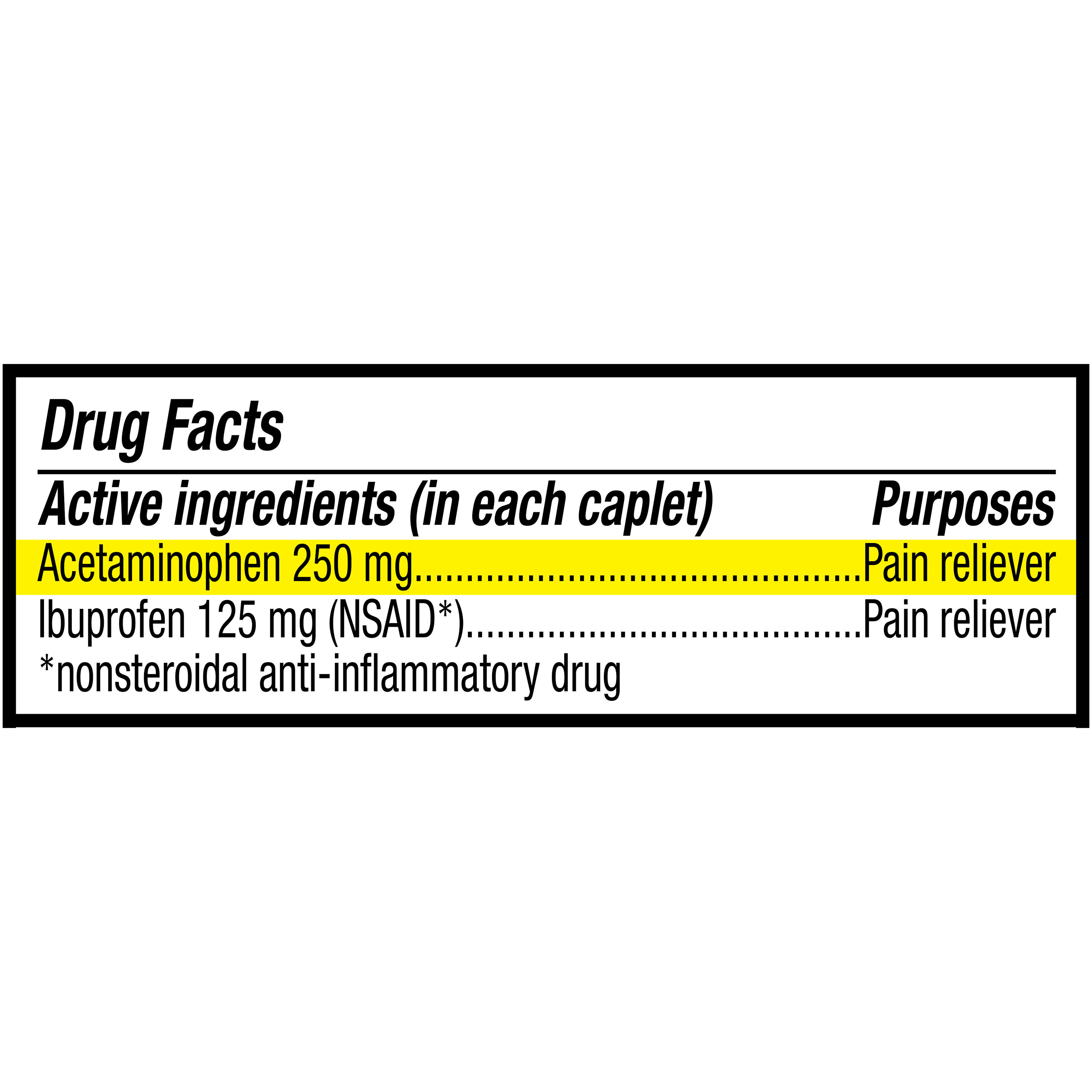 Tabletas de Acetaminofén 250 mg e Ibuprofeno (AINE) 125 mg de Acción Dual para el Alivio del Dolor, 144 unidades 7