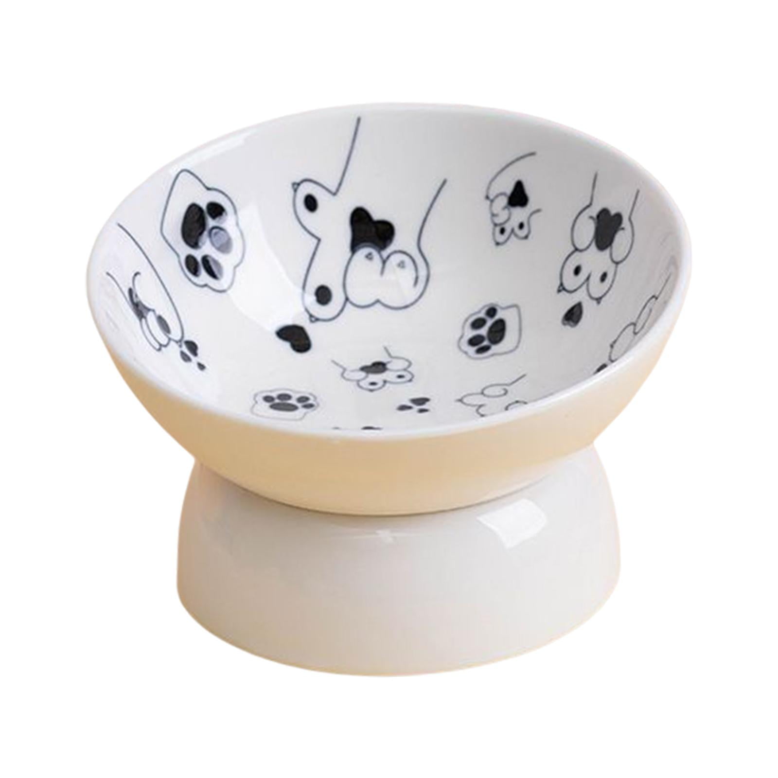 Fzaqwen Ceramic Raised Pet Feeder Elevated Cat Bowl Water Drinking Bowl Pet Feeding Bowl Black