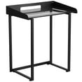 thumbnail image 1 of Contemporary Clear Tempered Glass Desk with Raised Cable Management Border and Black Metal Frame, 1 of 7