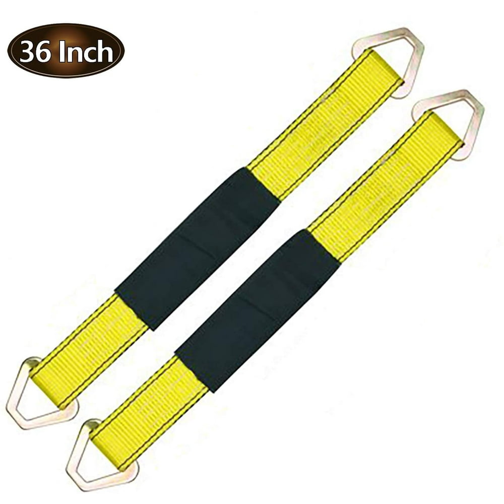 Robbor 2 Pack 36"x 2"Axle Tie Down Straps with DRing and Protective