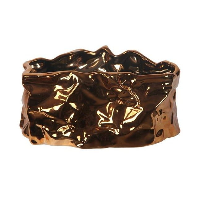 Privilege 84169 10.5 x 6.5 x 5 in. Metallic & Copper Ceramic Bowl, Small