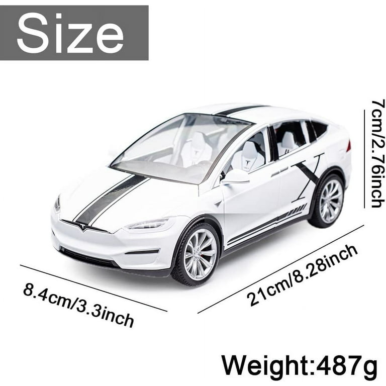 EROCK 1 24 Scale Tesla Model X Alloy Car Model Diecast Toy Vehicles for Kids Tesla car Model Pull Back Alloy Car with Lights and Music Children s