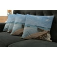 thumbnail image 5 of Ambesonne Nautical Throw Pillow Cover 4 Pack, Wooden Bridge to Sea, 18", Blue Brown, 5 of 5