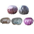 thumbnail image 4 of ziyahi Beauty Makeup Dustproof Cap Waterproof Padded Shower Hat Imitate Silk Satin Adult Bathing Hat, 4 of 8