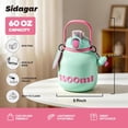 thumbnail image 3 of Sidagar 60 oz Green Stainless Steel Insulated Water Bottle with Straw and Carry Handle, 3 of 10