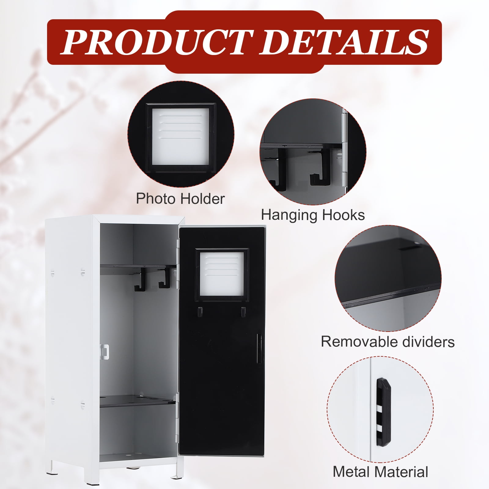 Mini Locker 4.3 x 10.8 Inch, 2 Pcs Small Locker with Lock Keys, Metal Money Safe Storage Box for Desk Bedroom, White/Black