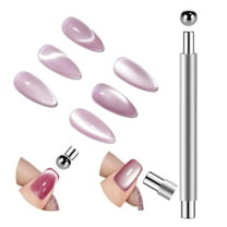 3-in-1 Cat Eye Magnet for Nails, Double-head Magnet Wand with Round Nail Magnet Beads Nail Polish Magnet Pen Magnetic Cat Eye Gel Polish Nail Design Tool for Home DIY, Salon