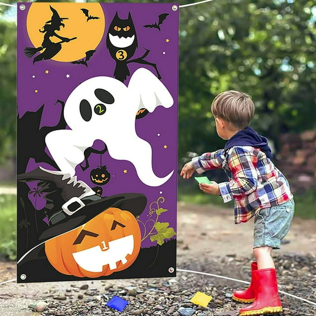 Drapeau Sac de Sable Parent-Enfant de Lancer Drapeau de Jeu Parti Drapeau pour Halloween Décorations Porche Décorations Automne Décorations Halloween Intérieur