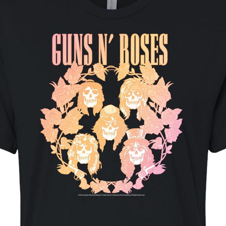 Guns N' Roses - Golden Glowing Roses - Juniors Cropped Pullover Hoodie