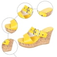 thumbnail image 6 of Platform Sandals for Women Cork Wedges Backless High Heels Open Toe 2026 Summer Fashion Buckle Strap Slip on Slides Yellow Size 6.5, 6 of 6