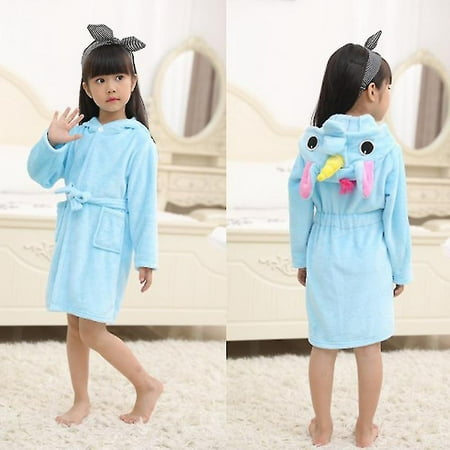 

3-10 Years Kid Hooded Dressing Gown Warm Bathrobe Pajamas