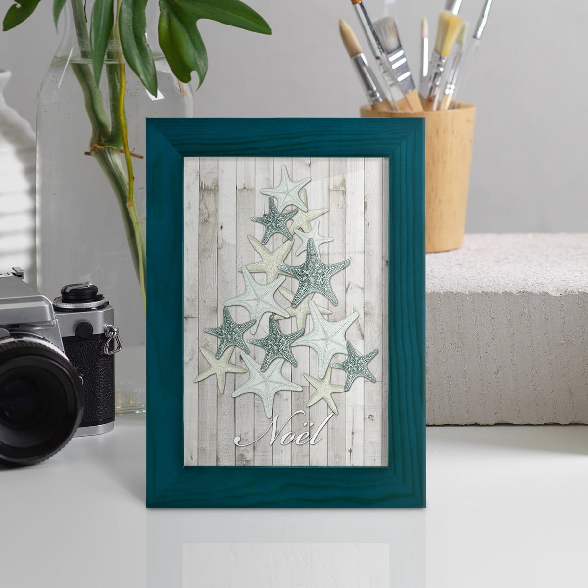Coastal Christmas IV -Framed Print w/glass-Ocean Blue