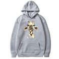 thumbnail image 1 of T-shirt à Manches Longues pour Femmes, Décontracté, Col Rond, Manches Longues, Imprimé Girafe, Chandail à Capuchon Ample, 1 of 2
