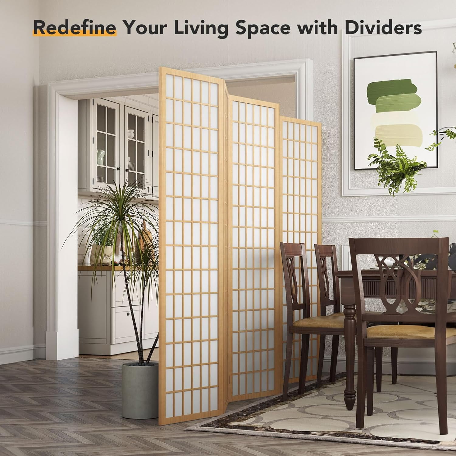 JOSTYLE Decorative Indoor Partition, 6 Panel Shoji Screen