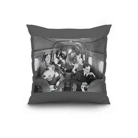 Boeing 247 Interior View Of Airplane 20x20 Spun Polyester Pillow Custom Border