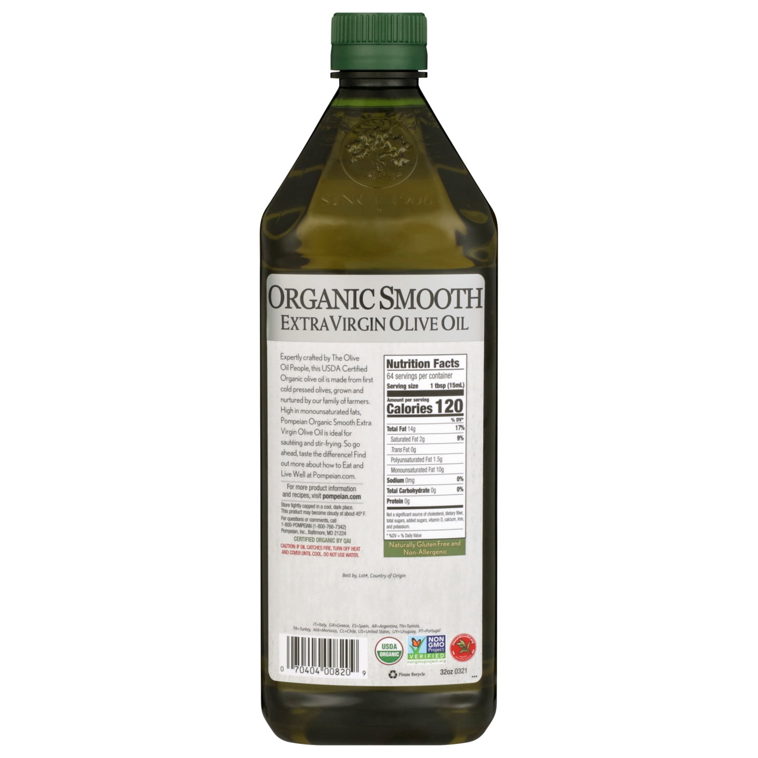 Pompeian Organic Smooth Extra Virgin Olive Oil - 32 fl oz
