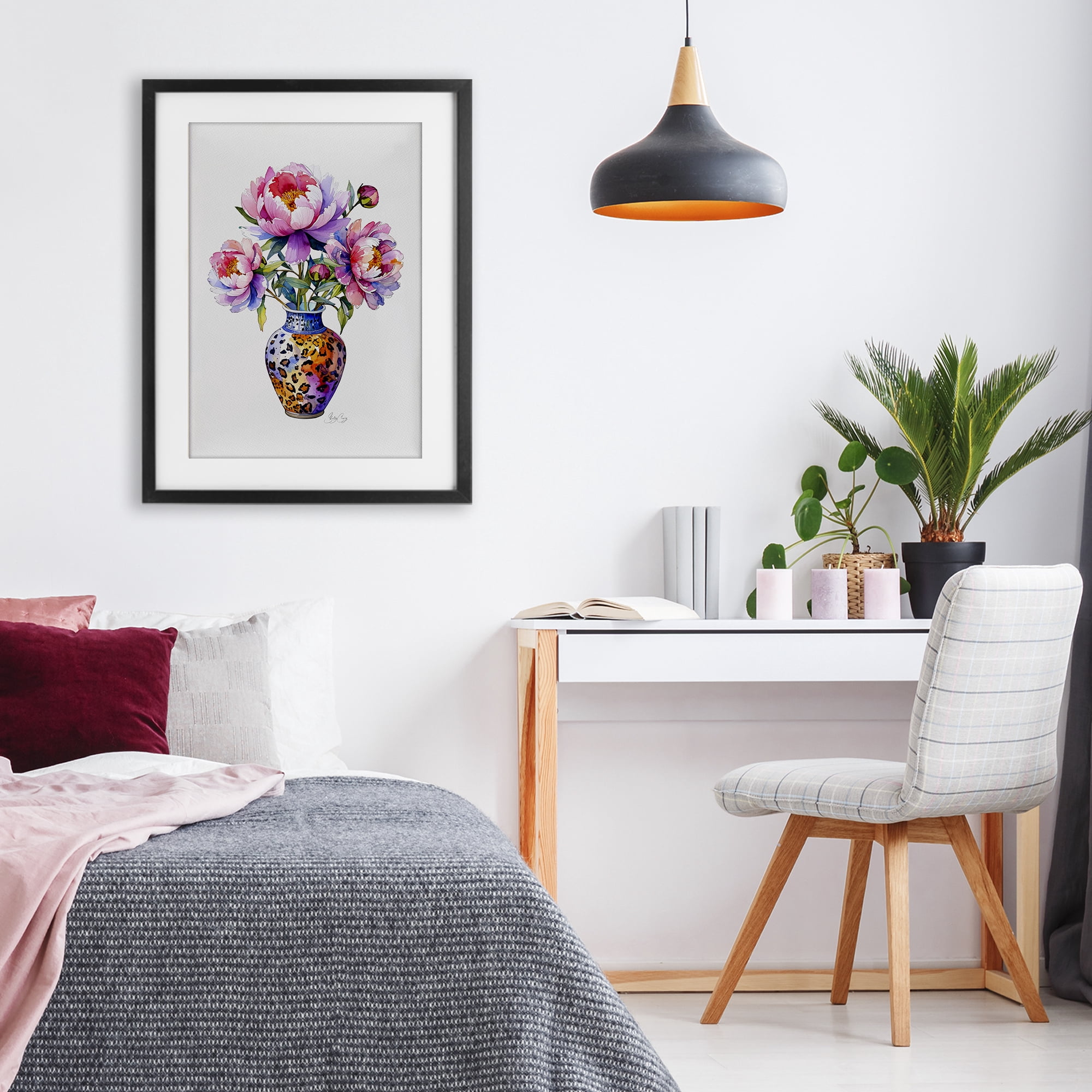 Stupell Industries Fierce Blooms Flower Vase Black Framed Print Under Glass, design by Shelly Craig