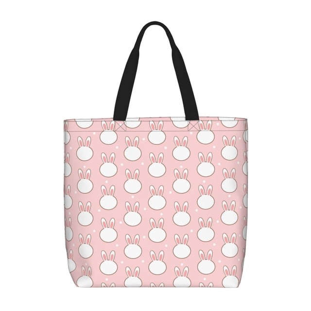 Fotbe Cute Rabbit Bolsa Tote con Estampado para Mujer, Bolsos con Cremallera, Bolsa de Hombro Casual de Gran Capacidad con Bolsillos Internos