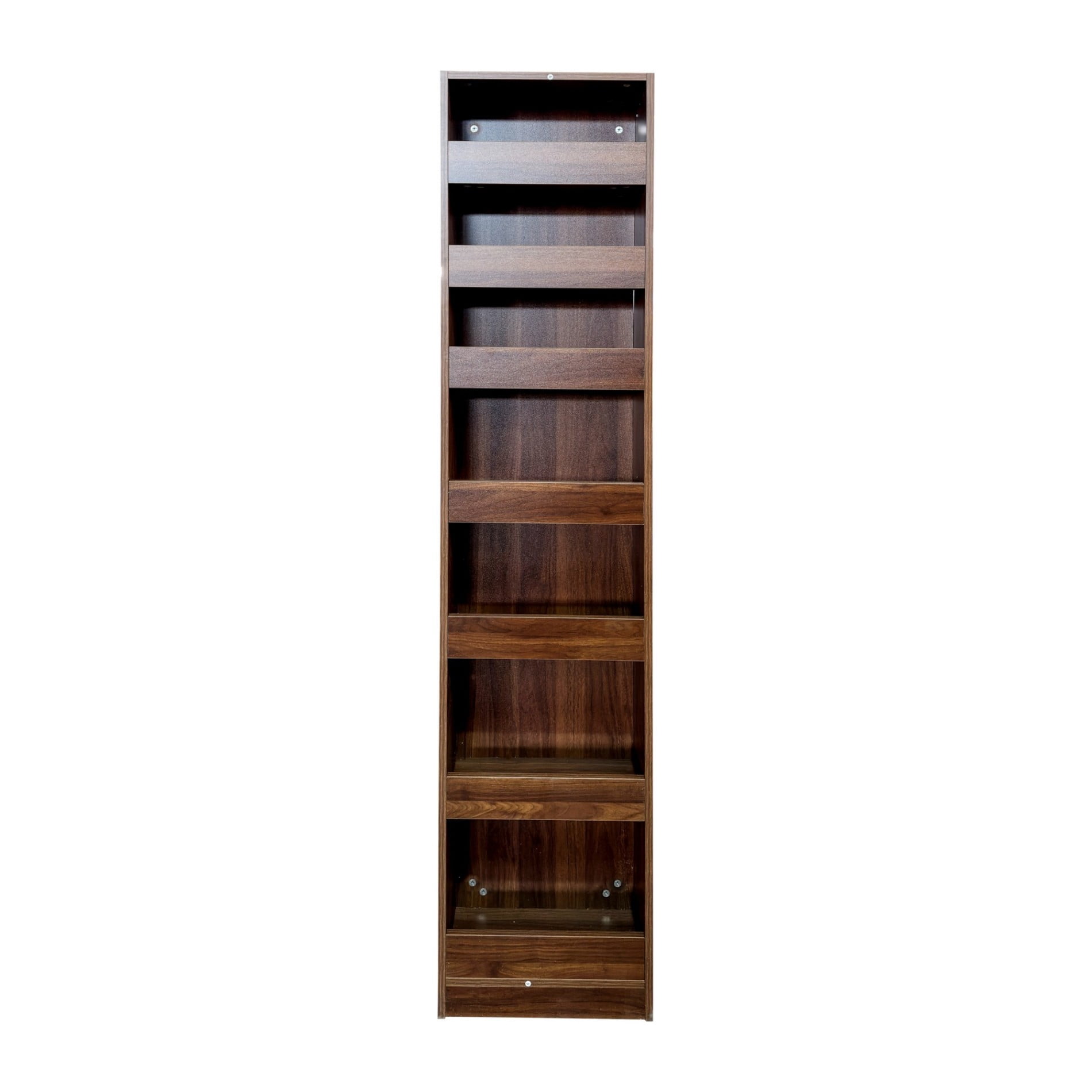 7 Tier Slim Rolling Storage Cart, Narrow Pull-Out Storage Organizer with Wheels and Handle, Space Saving Shelf for Kitchen, Bathroom, Laundry Room, Walnut