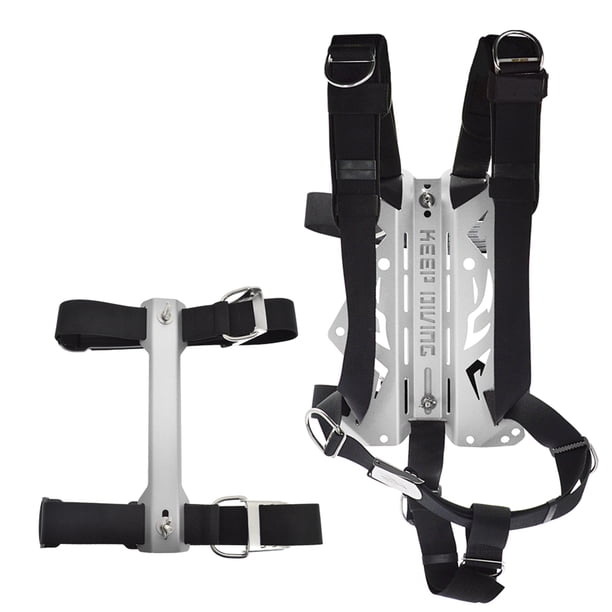 Sonducket Juego de placa trasera de buceo profundo de aluminio con hebilla de acero inoxidable ajustable, acabado de grano de neopreno, juegos de placa Deportes acuáticos Plata Sonducket OD002497-03B