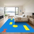 thumbnail image 3 of ODIKA 3'x5' Machine Washable Non-Slip Area Rug, Geometric Blue High Traffic Rug with Pad, Blue, 1034636, 3 of 8