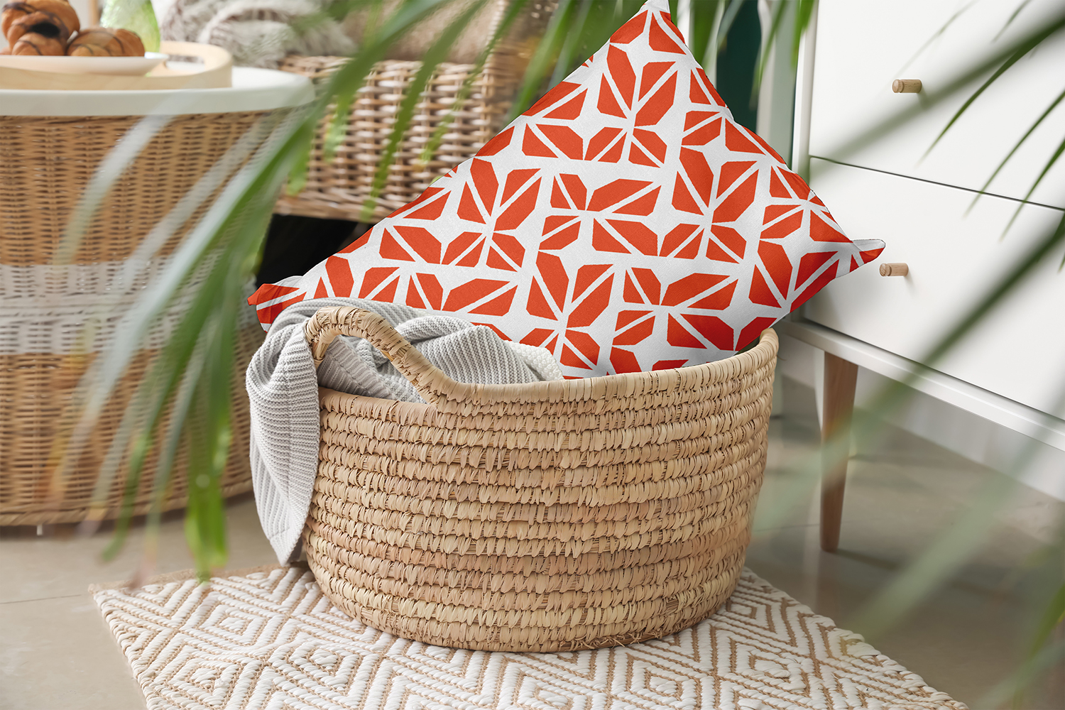 20" x 14" Simply Daisy Kaleidoscope Graffiti Polyester Indoor/Outdoor Pillow, Harvest Orange Qty 1