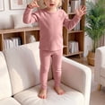 thumbnail image 2 of Girls' Set Baby Warm And Winter Solid Color Home Clothes Underwear Set Boys' And Girls' 1T 2T 3T 4T 5T 6T 7T Gift Set 6-12 Months, 2 of 7