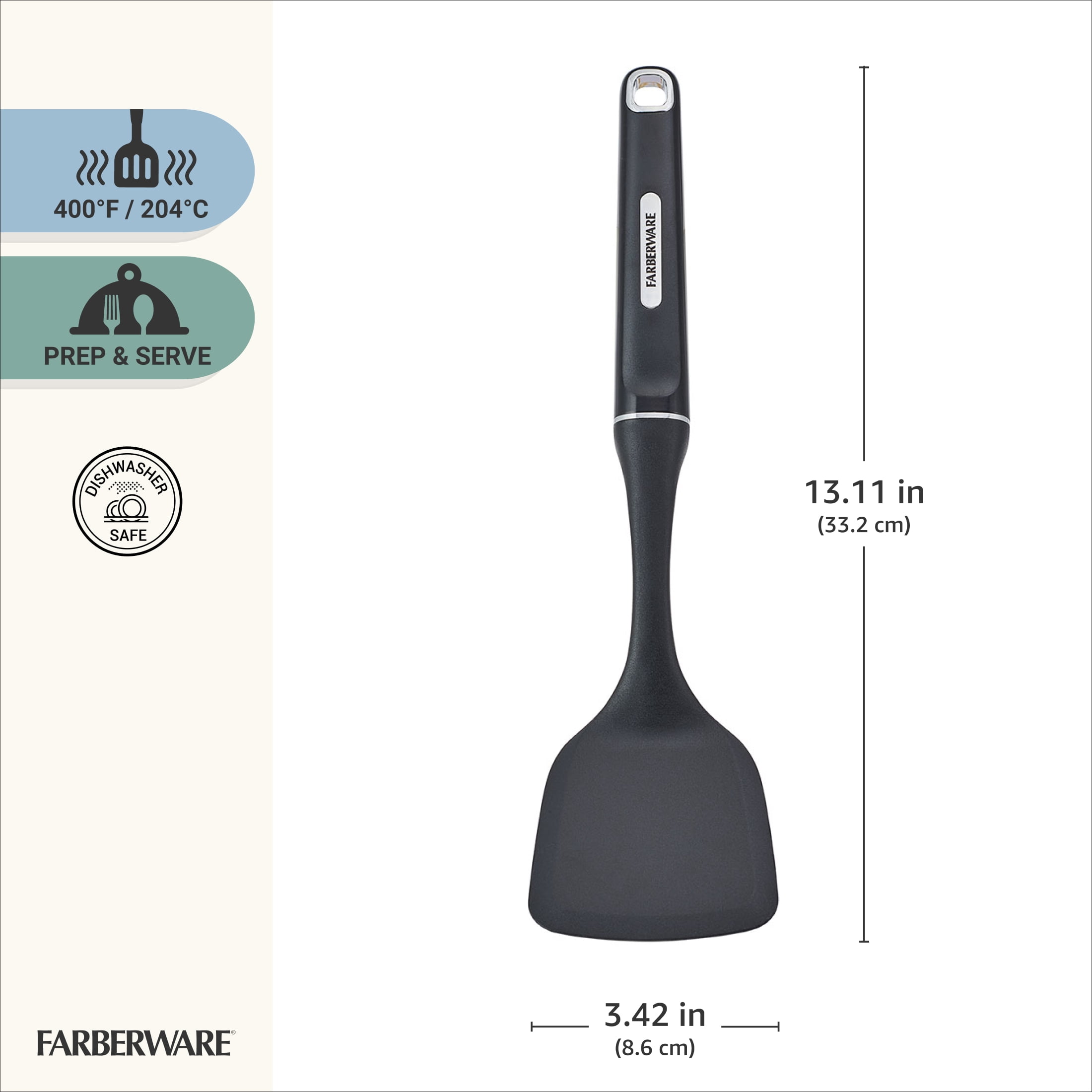 Farberware Professional Nylon Kitchen Spatula Turner, Black
