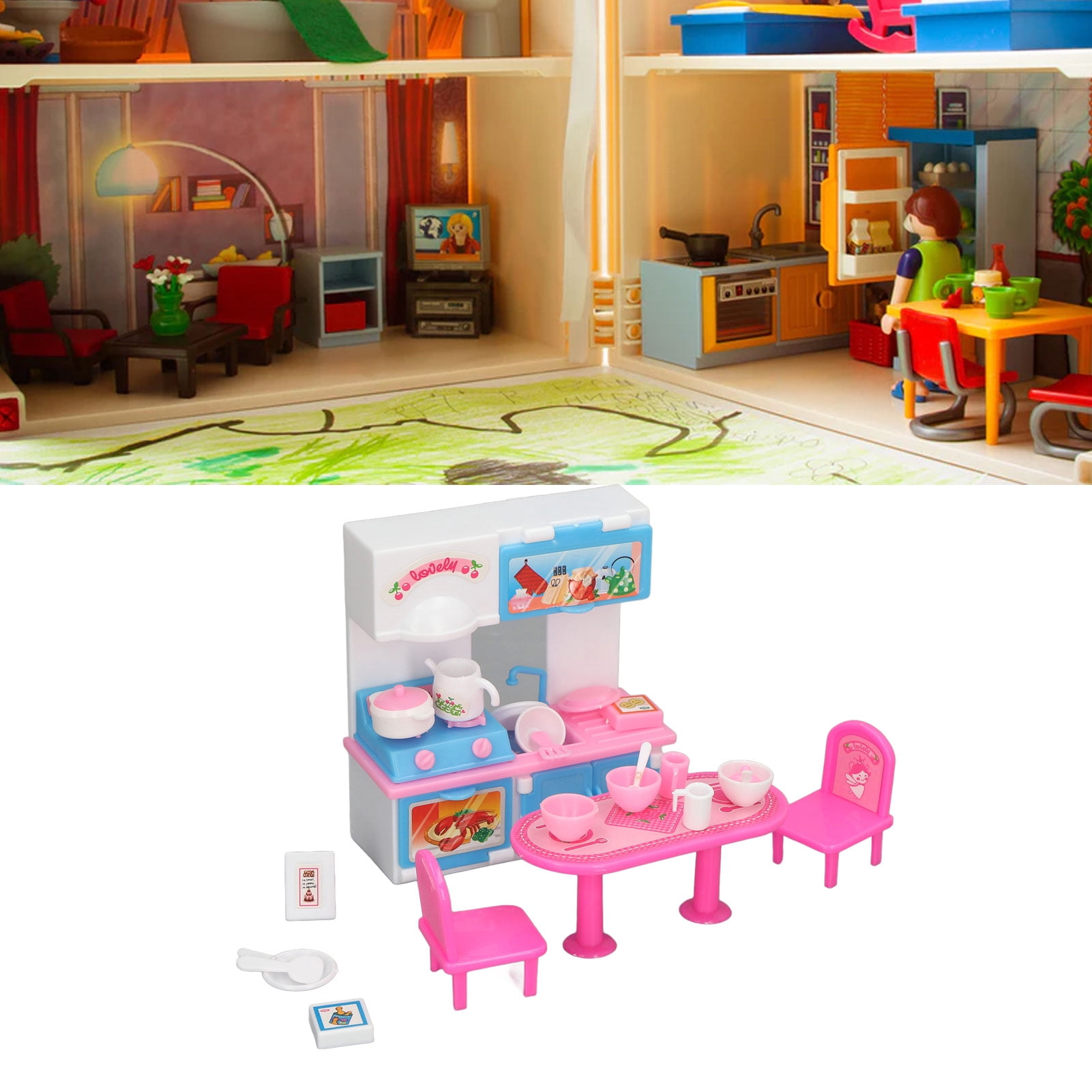 Kids Kitchen Utensils Table Toy,Simulation Kitchen Set Educational Pretend Play Cooktop Tableware Set Simulation Kitchen Set Time-Tested Durability