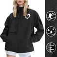 thumbnail image 2 of SuTry Valentine's Day Womens Jacket Print Lightweight Hooded Winter Outdoor Waterproof Tops Fashion Casual Outerwear Jackets for Women(Black,M), 2 of 9