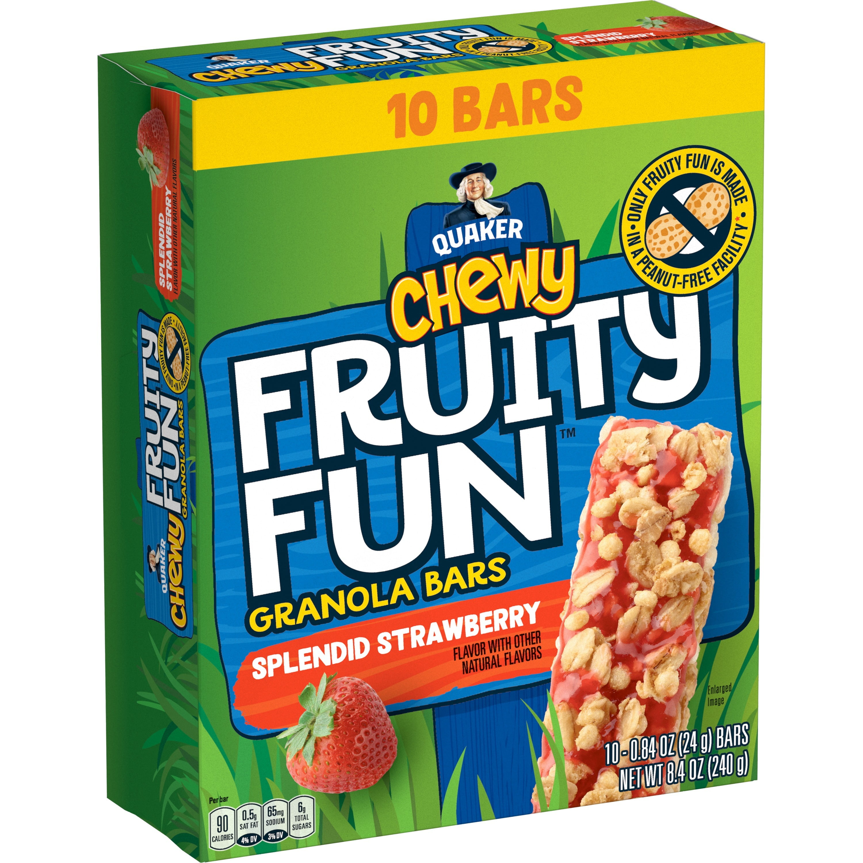 Quaker Chewy Fruity Fun Granola Bars Splendid Strawberry Flavor 0.84 Oz 10 Count