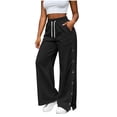 thumbnail image 2 of MLCDZ Fall Sweatpants for Women Drawstring Side Snap Button Lightweight Casual Loose Fit Track Pants with Pockets Comfy Baggy Lounge Golf Workout Trousers, 2 of 9