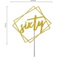 thumbnail image 2 of Sixty Cake Topper Gold Glitter, Modern Design 60 Birthday, Days, Months, Anniversary Party Decoration Ideas, Sturdy Doubled Sided Glitter, Acrylic Stick, 2 of 4