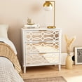thumbnail image 3 of KULAGAGA Mirrored Accent Table with 3 Drawers for Bedroom Living Room White, 3 of 8