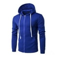 thumbnail image 4 of Fabrcox Zip Up Hoodie for Men Big and Tall Full Zip Baggy Sports Hooded Drawstring Fleece Lined Oversized Solid Color Hoodies with Pockets Blue 2XL, 4 of 4