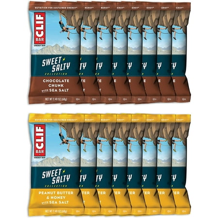 CLIF BARS - Energy Bars - Sweet & Salty Variety Pack - (2.4 Oz Protein Bars 16 Count) (Packaging May Vary)
