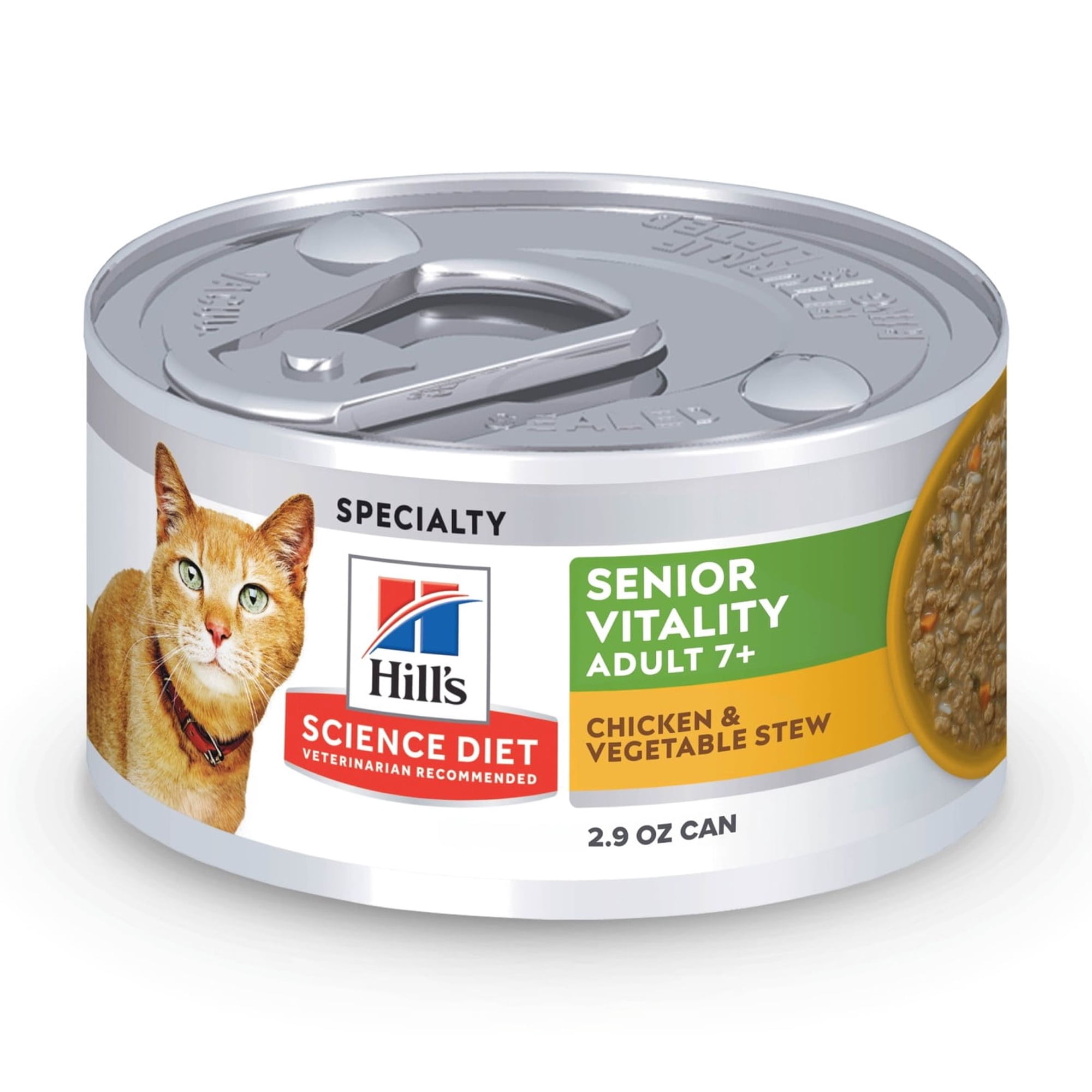 Hill's Science Diet 7+ Senior Vitality Chicken & Vegetable Stew Wet Cat Food, 2.9oz Can 24pk