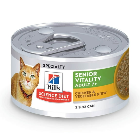 Hill's Science Diet 7 Senior Vitality Chicken & Vegetable Stew Wet Cat Food, 2.9oz Can 24pk