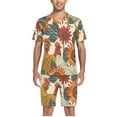 thumbnail image 5 of joogoo Men's Pajama Set Chicken and Sunflower V-Neck Pj Shorts Set 2 Piece Loungewear Sleepwear M, 5 of 7