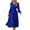 Blue, variant on Utoimkio Women's High Waist Long Sleeve Midi Dress Fall Casual Slim Fit V Neck A-Line Ruffles Long Dresses for Women with Belted
