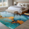 thumbnail image 5 of 5x7 Washable Area Rug, Green Pink Non-Slip Large Rectangle Rug for Living Room Bedroom, Marble Turquoise Gold Abstract Marble Indoor Floor Mat for Home Decor, 5 of 9