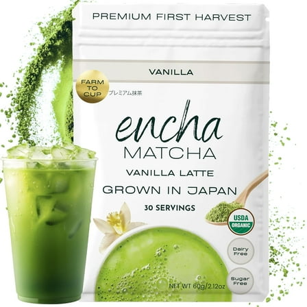 Encha Matcha Latte Powder - Vanilla Matcha Powder - First Harvest - Premium Japanese Macha - 60g / 2.12oz