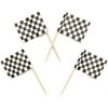 200 Pack Racing Checkered Flag, 2.5 inchecs Toothpick with 1 x 1.3 inches Black & White Race Car Flag for Party Appetizer Food Cupcake Picks, Snacks, Food, Fruit, Mini Desserts, Birthday Celebrations