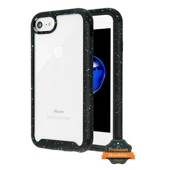 Apple iPhone 8, iPhone 7 Phone Case Hybrid Cover with [Rigid Panel] [TPU Cushion] Enhanced Hand-Grip TPU Cushion Frame   Transparent Clear Shock-Absorbing Bumper BLACK Cover for Apple iPhone 7/8