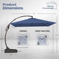 thumbnail image 3 of 10x10 FT Patio Cantilever Umbrella with Base Outdoor Large Square Tilting Offset Umbrellas for Poolside Deck (Navy Blue, 10x10 FT), 3 of 7