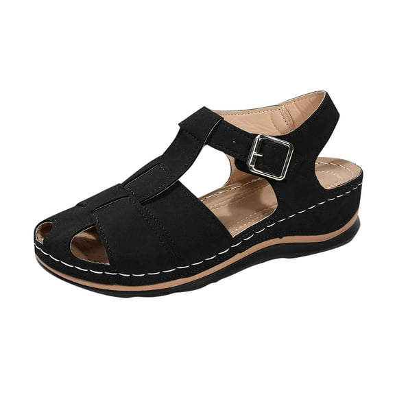 Womens Ladies Comfort Sandals Mule Clogs Slides Slippers Shoes Women's Fashion Casual Spring And Summer Comfortable New Style Solid Color Hollow Breathable Round Toe Thick Bottom Wedge Sandals