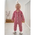 thumbnail image 6 of Cenuakty Baby Jumpsuit Long Sleeve Stripes Print Button Up Romper Footless Pajamas, 6 of 9