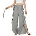 thumbnail image 2 of Tittly Plus Size Pants Palazzo Pants Women Wide Leg Pants High Waisted Yoga Pants Pants Boho Beach Plus Size Palazzo Pants Yoga Pants Baggy Pants Grey XL, 2 of 7