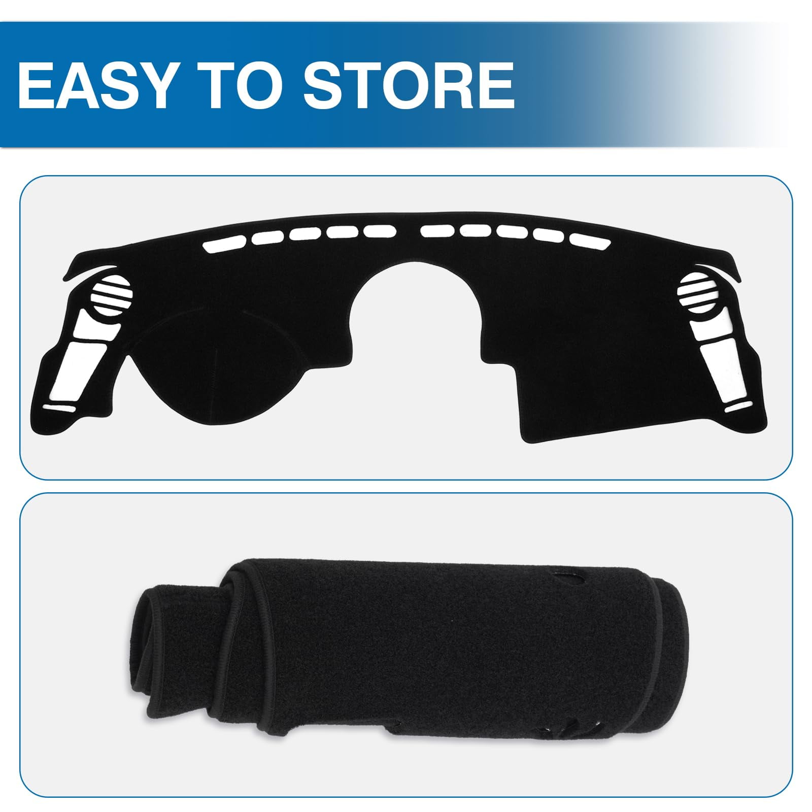 GUANGHUI Car Dash Cover, Dash Carpet Polyester Non-Slip Dash Protector Interior Accessories,Custom Fit Dash Mat No Glare Black